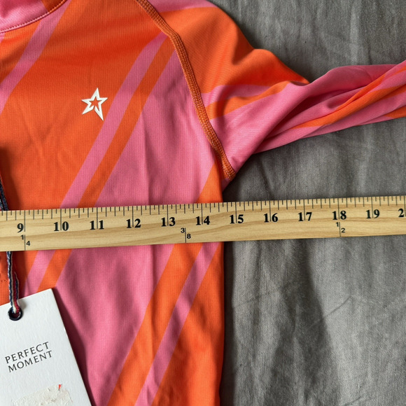 Perfect Moment Long Sleeve Thermal Top Half Zip Pink and Orange Chevron Print XS - Picture 9 of 11